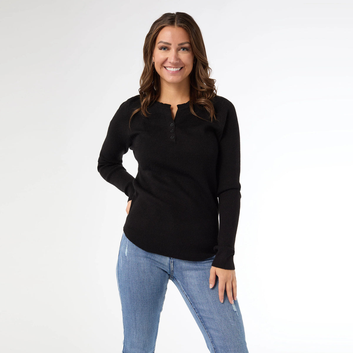 Kym Soft Henley Top with Buttons
