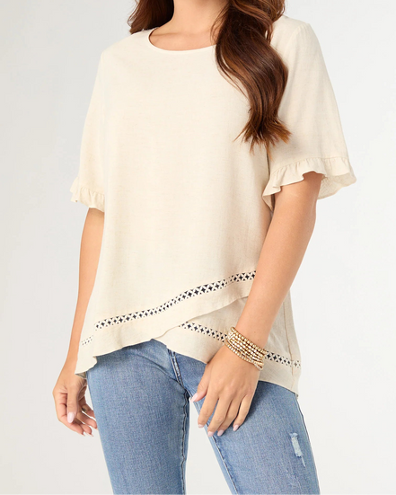 Layla Short Sleeve Crossover Ruffle Top