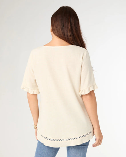 Layla Short Sleeve Crossover Ruffle Top