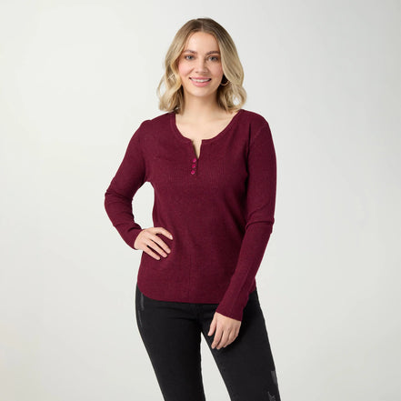 Kym Soft Henley Top with Buttons