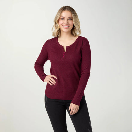 Kym Soft Henley Top with Buttons