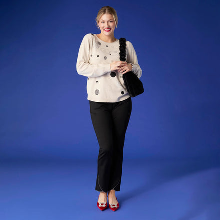 Lightweight Heavenly-Luxe Embellished Circle Sweater