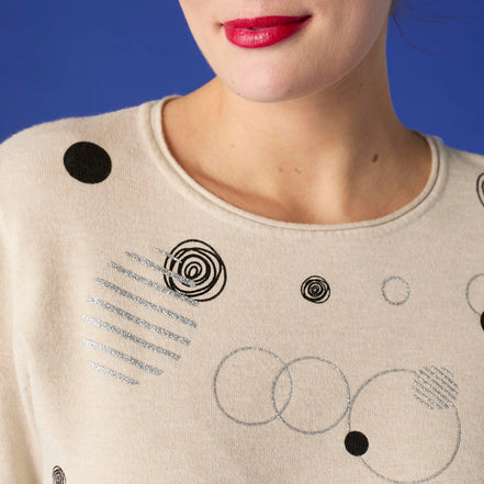 Lightweight Heavenly-Luxe Embellished Circle Sweater