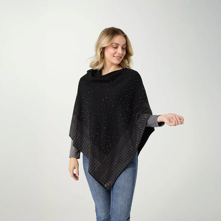 Anastasia Envelope Neck Poncho with Rhinestones