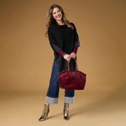Anastasia Envelope Neck Poncho with Rhinestones
