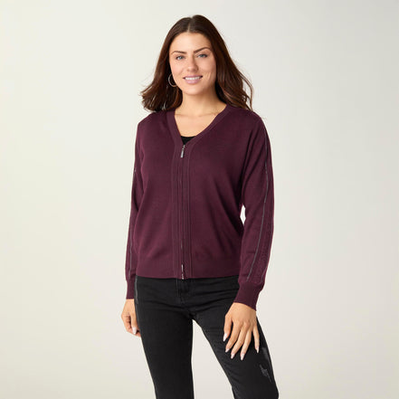 Lauren Lightweight Cardigan with Embellished Sleeve