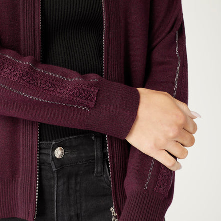 Lauren Lightweight Cardigan with Embellished Sleeve