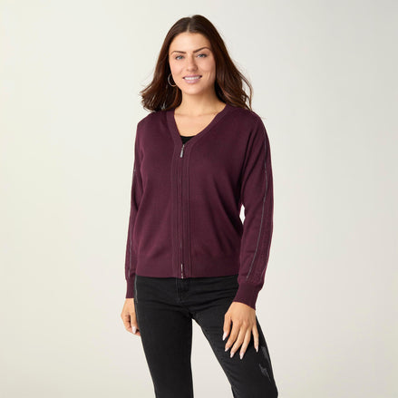 Lauren Lightweight Cardigan with Embellished Sleeve