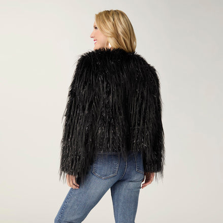 Raven Tinsel Faux Fur Jacket