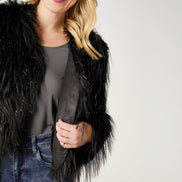 Raven Tinsel Faux Fur Jacket