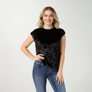 Lorelai Crushed Velour Cap Sleeve Top