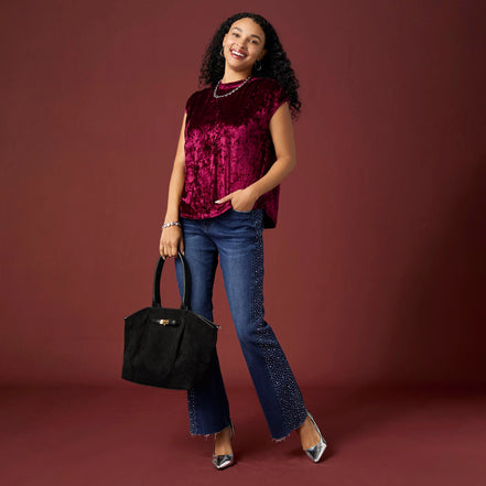 Lorelai Crushed Velour Cap Sleeve Top