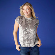 Lorelai Crushed Velour Cap Sleeve Top