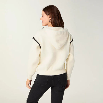 Malia Zip Front Hoodie with Piped Trim