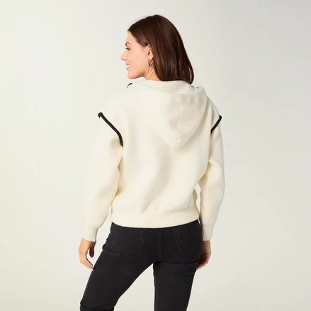Malia Zip Front Hoodie with Piped Trim