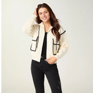 Malia Zip Front Hoodie with Piped Trim