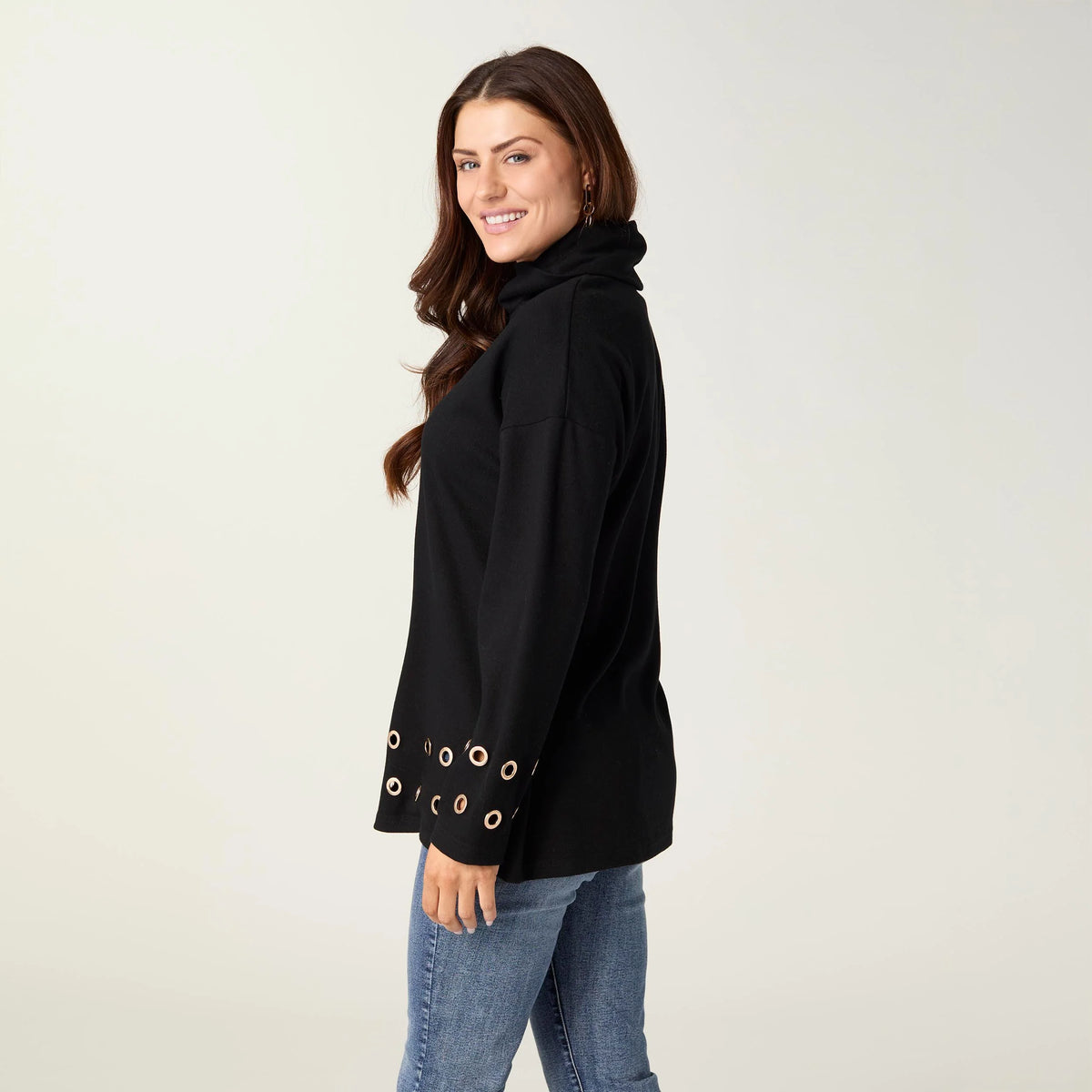 Michelle Cowl Neck Tunic with Grommets