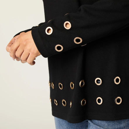 Michelle Cowl Neck Tunic with Grommets