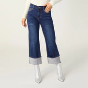 EverStretch Baby Bootcut Crop with Rhinestone Cuff