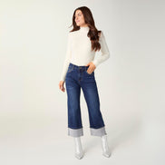 EverStretch Baby Bootcut Crop with Rhinestone Cuff