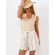 Linen Blend Ribbed Tank Top