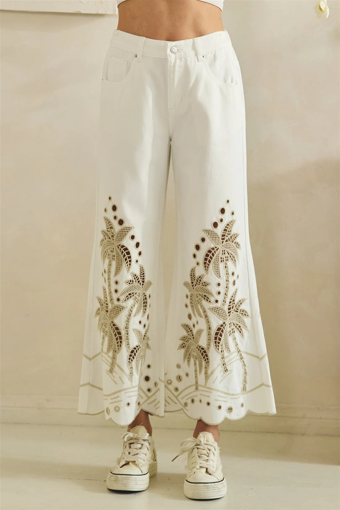 Palm Tree Cut Out Jeans