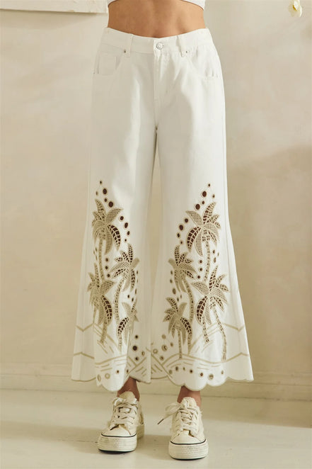 Palm Tree Cut Out Jeans