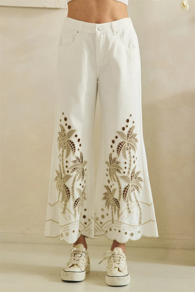 Palm Tree Cut Out Jeans