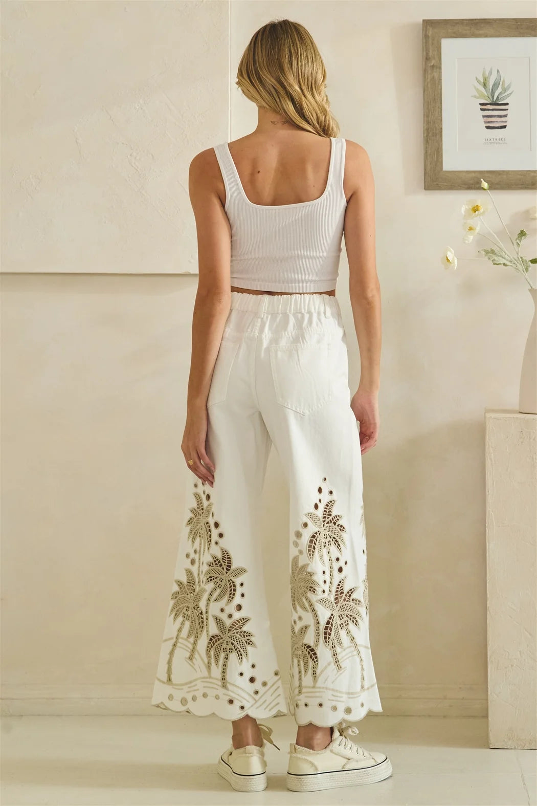 Palm Tree Cut Out Jeans