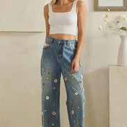 Floral Jeans Wide Cut