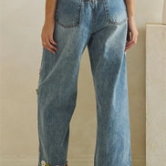 Floral Jeans Wide Cut