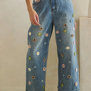 Floral Jeans Wide Cut
