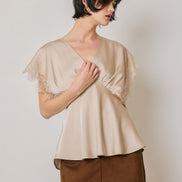 Satin and Lace V Neck Blouse