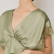 Satin and Lace V Neck Blouse