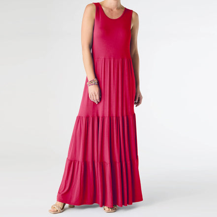 Janie Solid Tiered Maxi Dress