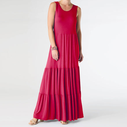 Janie Solid Tiered Maxi Dress