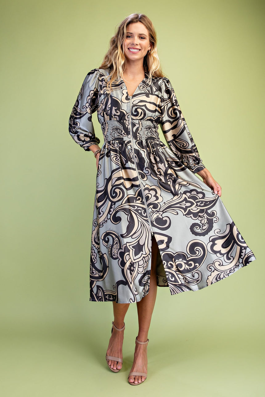 V-Neck Midi Dress