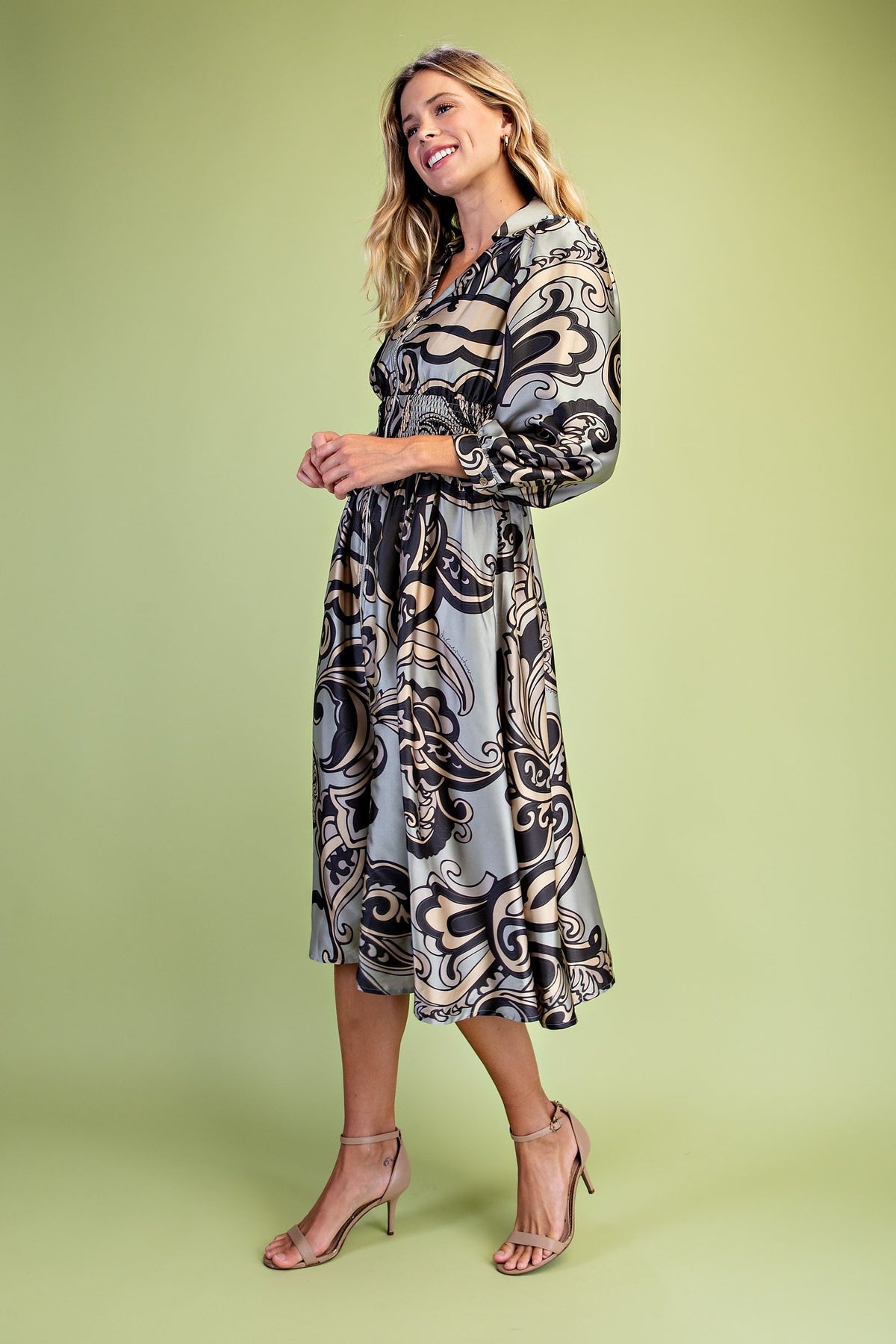 V-Neck Midi Dress