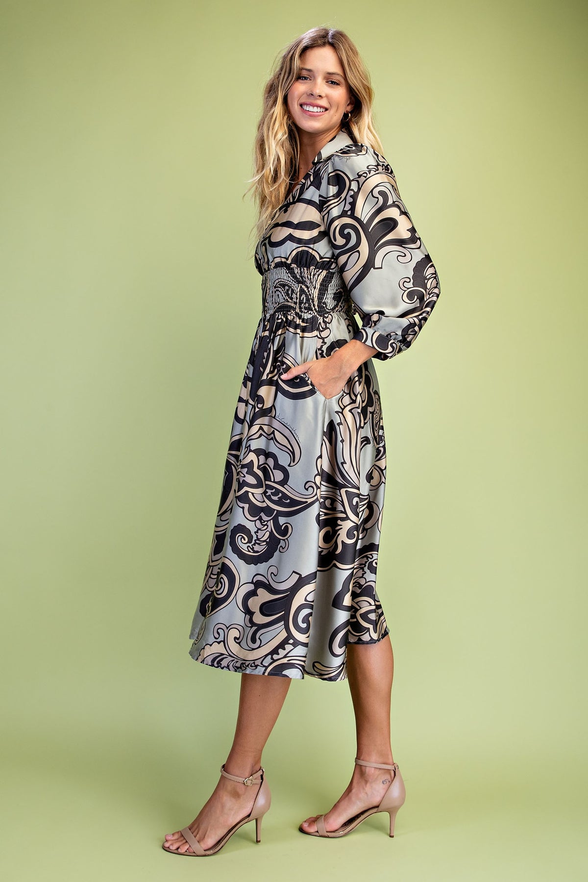 V-Neck Midi Dress