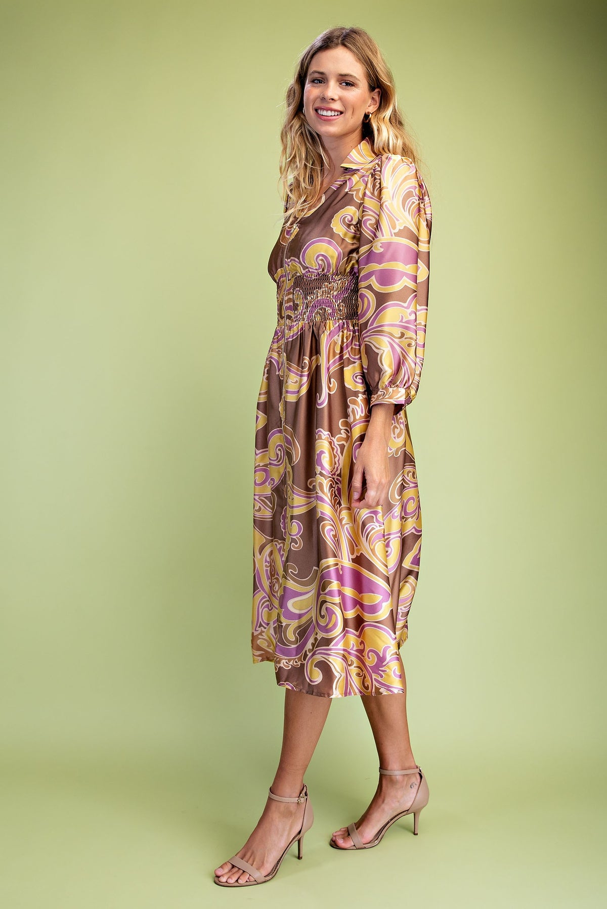 V-Neck Midi Dress