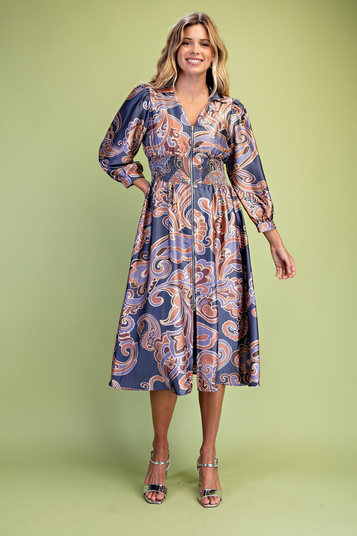 V-Neck Midi Dress
