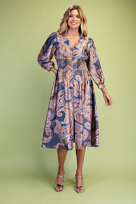 V-Neck Midi Dress