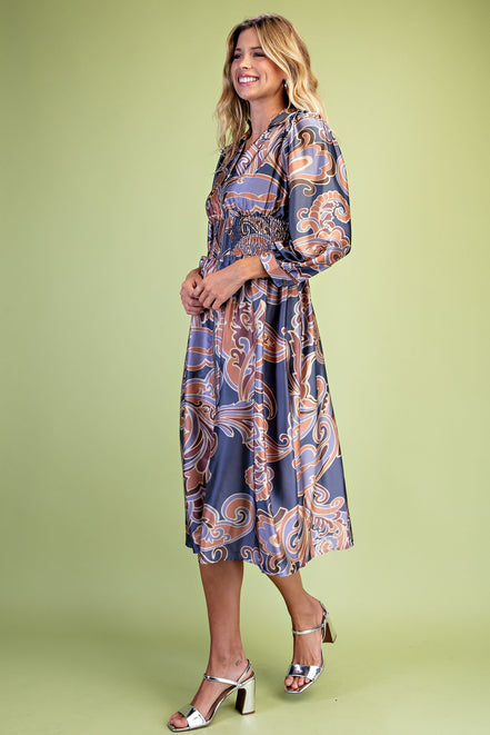 V-Neck Midi Dress